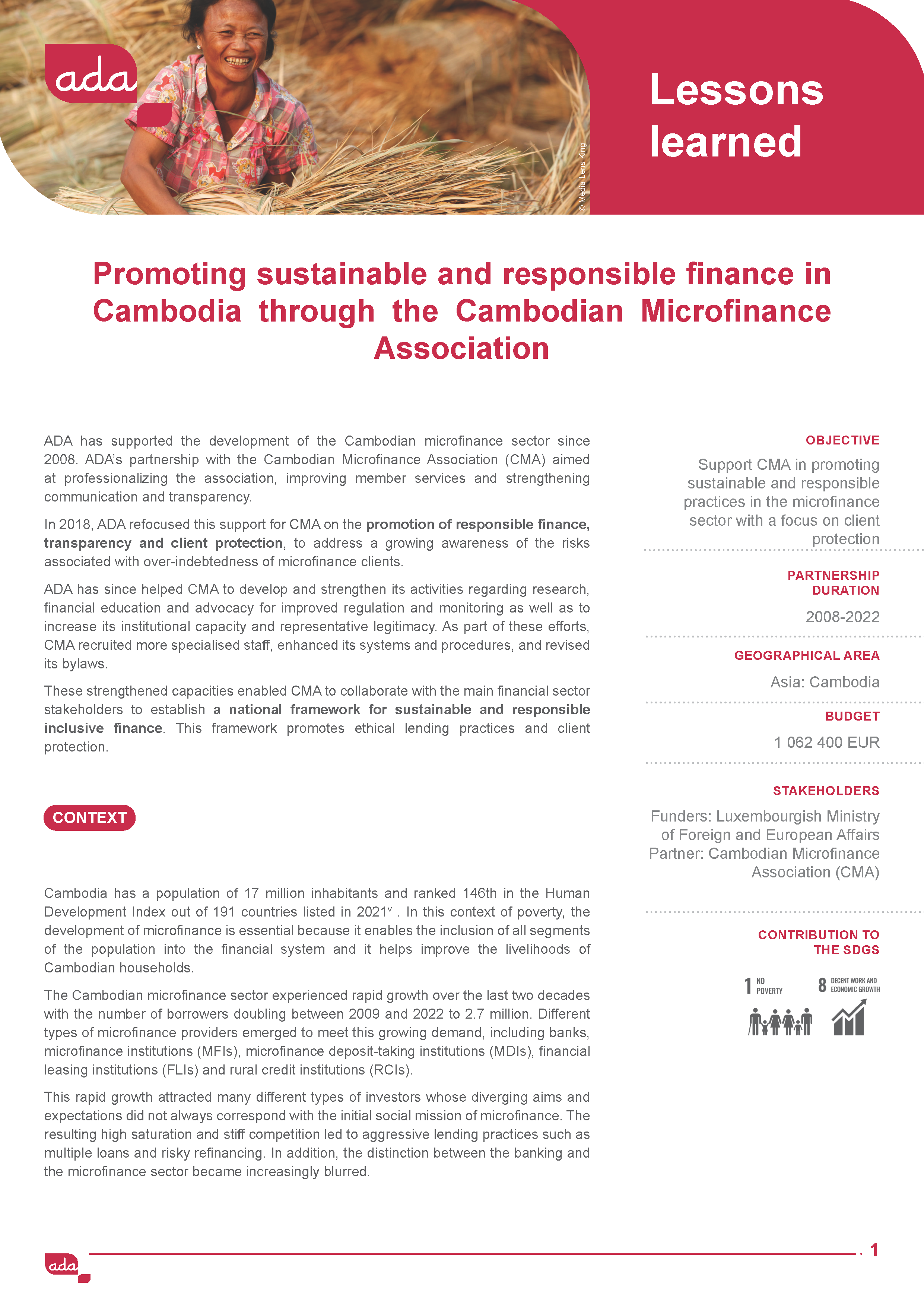 Promoting sustainable and responsible finance in Cambodia through the Cambodian Microfinance Association