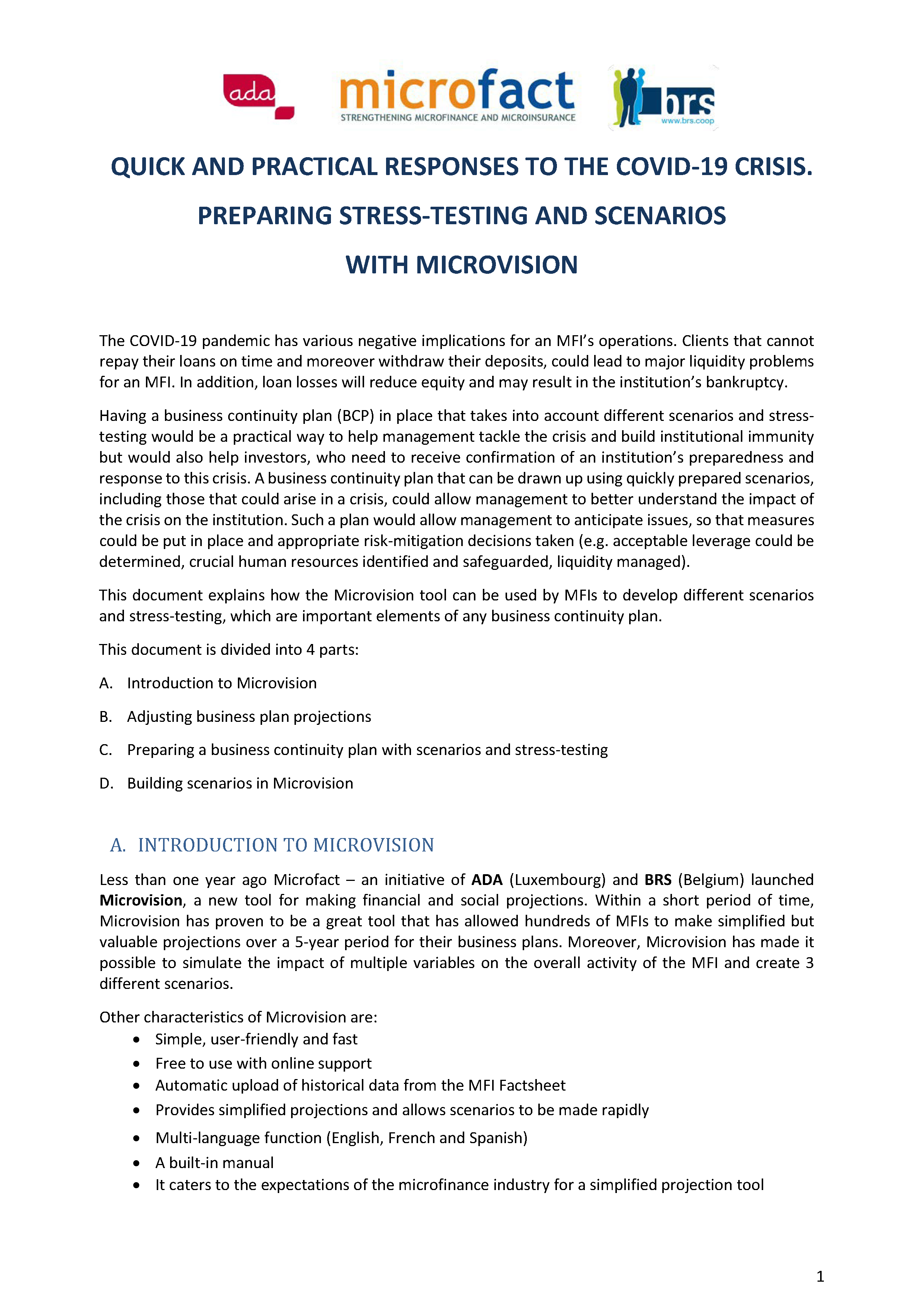 Cover Preparing stress-testing and scenarios with Microvision